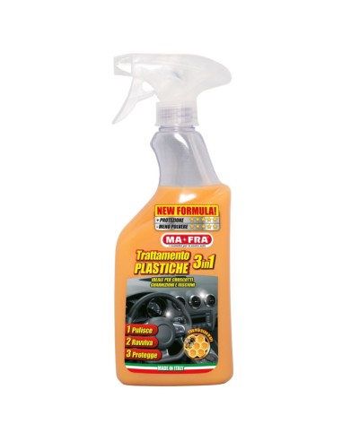 Trattamento 3in1 Plastiche 500 ml Pulizia Ravvivo E Protezione Per Auto  