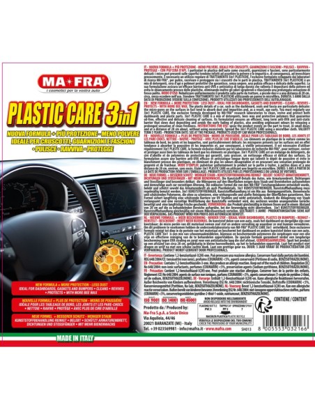Trattamento 3in1 Plastiche 500 ml Pulizia Ravvivo E Protezione Per Auto  