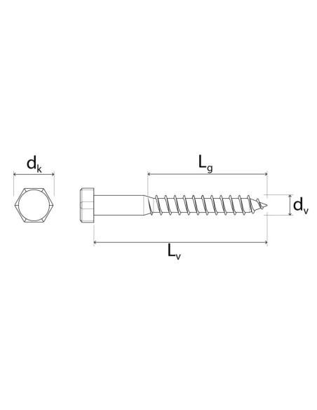 Viti Per Legno A Testa Esagonale 8x60 Acciaio Inox Pezzi 50 