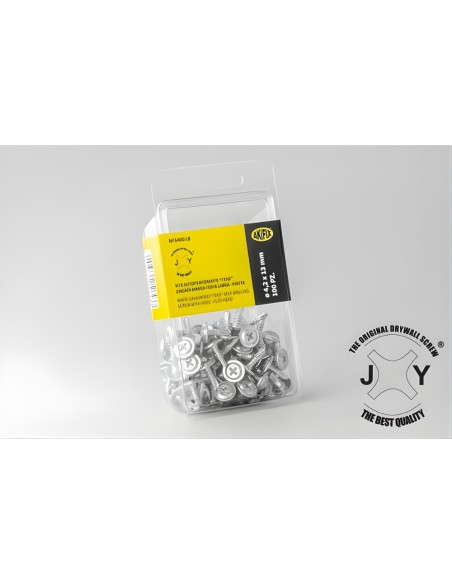 Vite Autoperforante Teks Zincata Bianca Testa Larga Piatta Ø4,2 x 13 mm 100 Pz