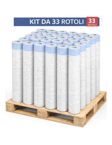 Kit 33 Rotoli Da 1x50 m Rete In Fibra Di Vetro Per Intonaco 150 gr 1650 mq