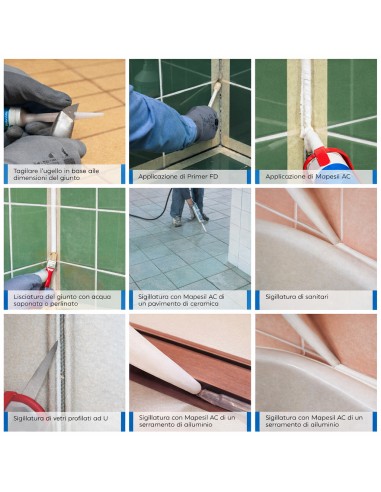 MAPEI Mapesil AC Silicone Acetico  Elastico Resistente Alla Muffa 310 ml 6 Pezzi