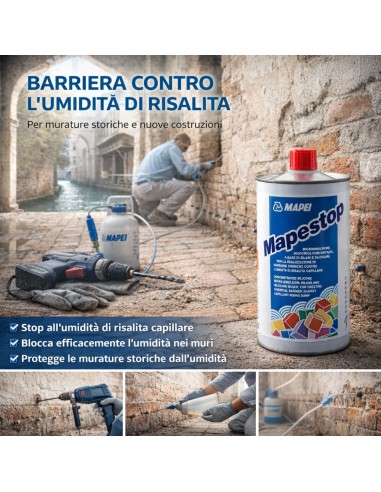 Mapei MAPESTOP Microemulsione Siliconica Barriera Chimica Contro L’Umidità 1 Kg