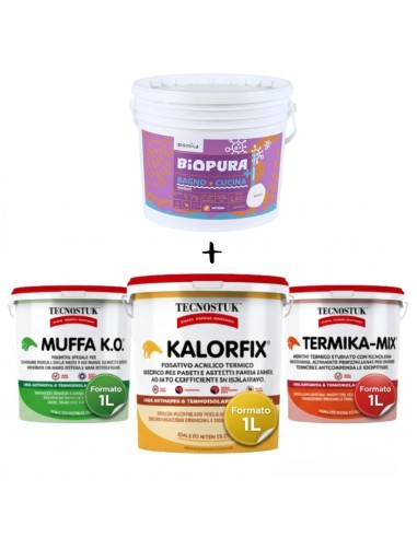 KIT Per Muffa Poco Radicata Tecnostuk Con Pittura Cromika Bianca 2,5 L