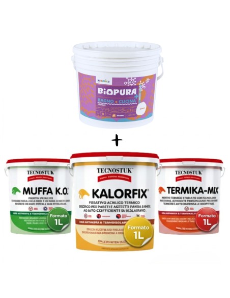 KIT Per Muffa Poco Radicata Tecnostuk Con Pittura Cromika Bianca 2,5 L