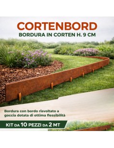 Bordura Flessibile In Acciaio Cortenbord 2 mt Con Giunti Viteria e Chiavetta Pezzi 10  2