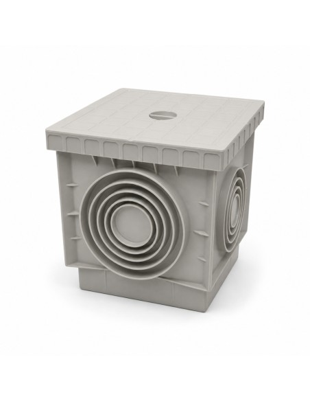 FORTUNATO Pozzetto In PVC 200x200 mm Con Chiusino Grigio Per Acqua Piovana