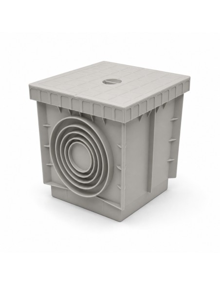 FORTUNATO Pozzetto In PVC 200x200 mm Con Chiusino Grigio Per Acqua Piovana