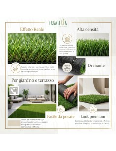ErbaBella Rotolo Prato Erba Sintetica 45 mm Drenante Effetto Reale Giardino e Terrazzo  2