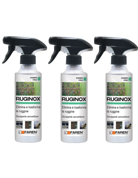 Faren RUGINOX Spray Convertitore Di Ruggine Rimuove Ossidazioni 250 ml 3 Pezzi