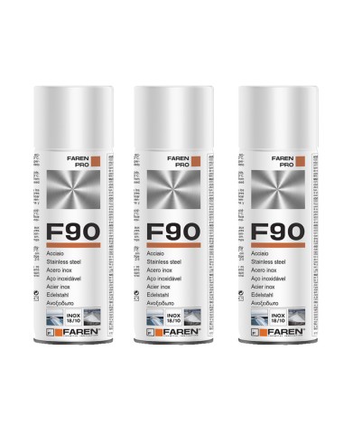 Faren F90 Acciaio Inox Spray Per Trattamento Metalli Anticorrosivo 400 ml 3 Pezzi