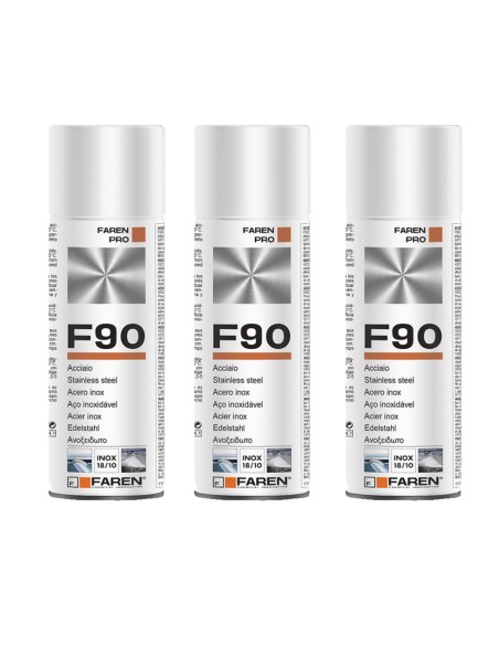 Faren F90 Acciaio Inox Spray Per Trattamento Metalli Anticorrosivo 400 ml 3 Pezzi
