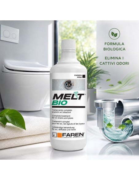 Faren MELT BIO BAG Trattamento Biologico Per Scarichi E Tubazioni 1 Litro