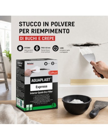 AGUAPLAST EXPRESS Stucco In Polvere Extra Rapido Per Ambienti Umidi 4 Kg