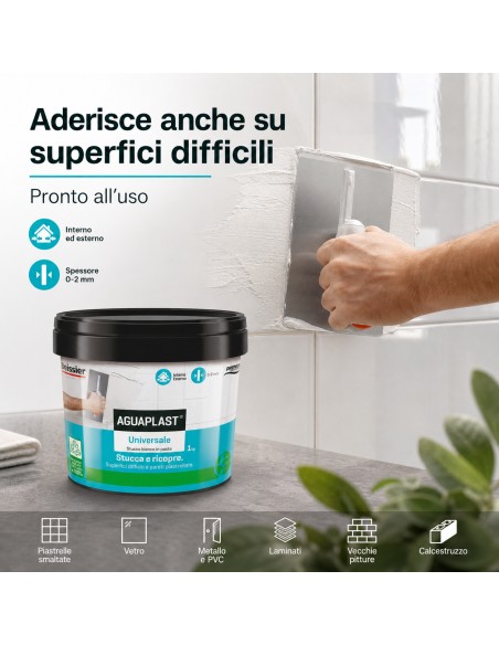 AGUAPLAST UNIVERSALE Stucco Pronto All'Uso Per Qualsiasi Superficie 1 Kg