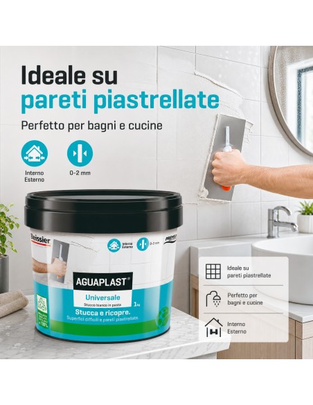 AGUAPLAST UNIVERSALE Stucco Pronto All'Uso Per Qualsiasi Superficie 1 Kg