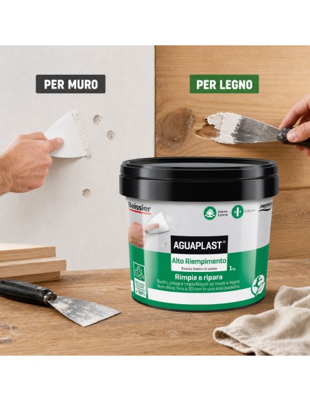 AGUAPLAST ALTO RIEMPIMENTO PASTA Stucco Per Muro E Legno 1 Kg