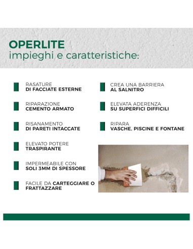 AGUAPLAST OPERLITE Stucco Impermeabile Risanante In Polvere