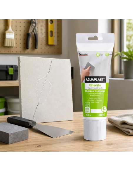 AGUAPLAST FIBERLITE Stucco Per Crepe Dinamiche E Cavillature Finitura Liscia 200 ml
