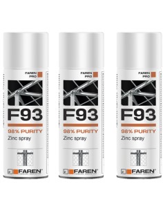 FAREN F93 Zinco Spray 98% Zincante Anticorrosivo Antiruggine 400 ml 3 Pezzi
