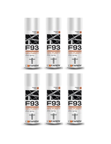 FAREN F93 Zinco Spray 98% Zincante Anticorrosivo Antiruggine 400 ml 6 Pezzi