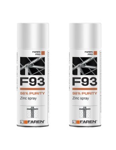 FAREN F93 Zinco Spray 98% Zincante Anticorrosivo Antiruggine 400 ml 2 Pezzi
