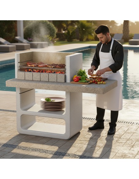 Barbecue Agadir Legna Carbonella 125 x 64 x 110,5 cm In Calcestruzzo