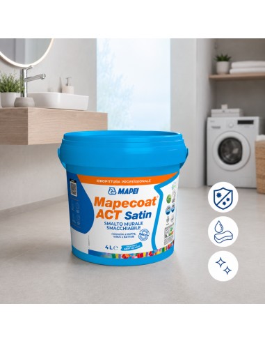 MAPEI Mapecoat Act Satin Smalto Murale Lavabile Antimuffa Antibatterico Interni