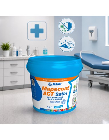 MAPEI Mapecoat Act Satin Smalto Murale Lavabile Antimuffa Antibatterico Interni