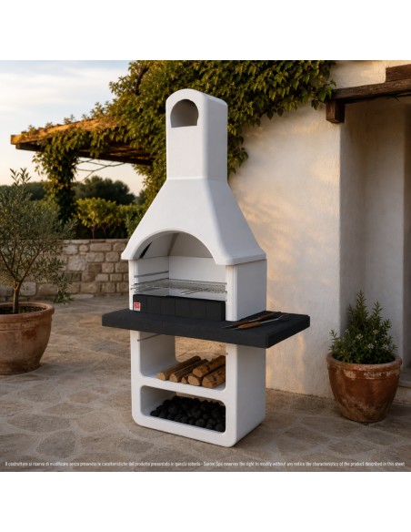 SAROM Barbecue Maribor Legna Carbonella 114 x 64 x 212,5 cm Con Griglia E Base Con Ripiano