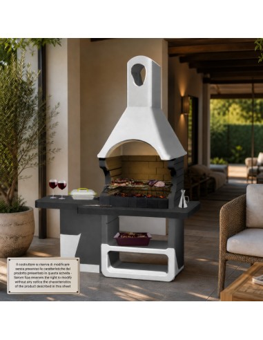 SAROM Barbecue Ulisse Carbonella 170 x 64 x 232 cm Griglia E Ampio Tavolo Laterale
