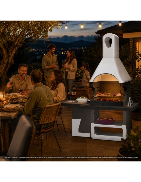 SAROM Barbecue Ulisse Carbonella 170 x 64 x 232 cm Griglia E Ampio Tavolo Laterale