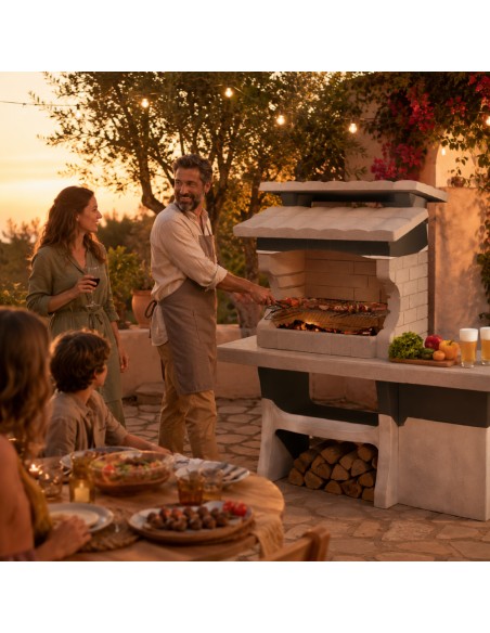 SAROM Barbecue Luxor Legna Carbonella 159 x 72 x 161,5 cm Con Tavolo Laterale