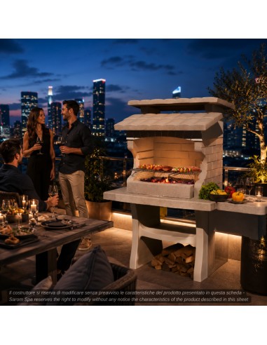 SAROM Barbecue Luxor Legna Carbonella 159 x 72 x 161,5 cm Con Tavolo Laterale