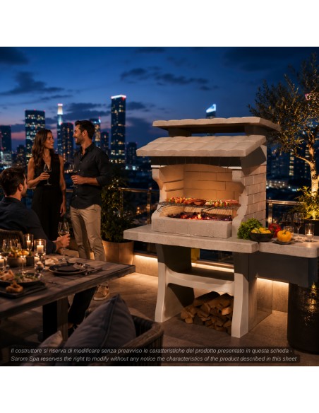 SAROM Barbecue Luxor Legna Carbonella 159 x 72 x 161,5 cm Con Tavolo Laterale