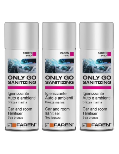 Faren ONLY GO SANITIZING Spray Igienizzante Per Auto E Ambienti 200 ml 3 Pezzi