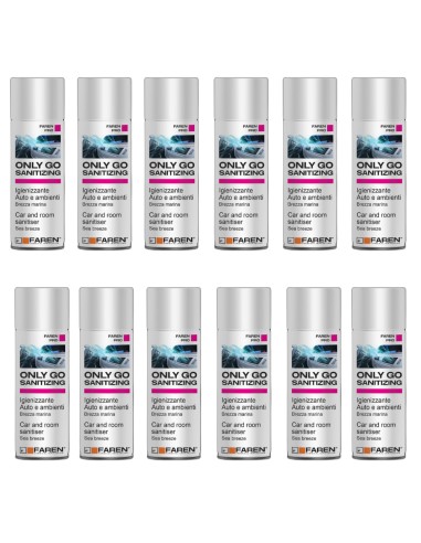 Faren ONLY GO SANITIZING Spray Igienizzante Per Auto E Ambienti 200 ml 12 Pezzi