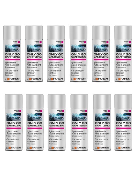 Faren ONLY GO SANITIZING Spray Igienizzante Per Auto E Ambienti 200 ml 12 Pezzi