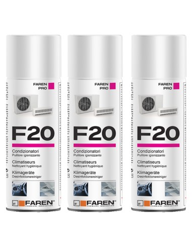 Faren F20 Igienizzante Spray Profumato Per Climatizzatori Casa Auto 400ml 3 Pezzi