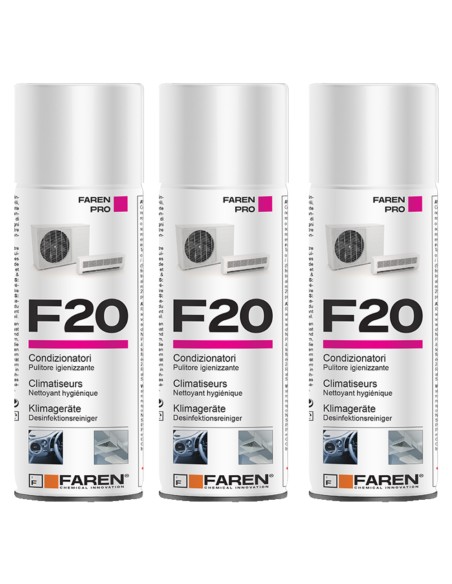 Faren F20 Igienizzante Spray Profumato Per Climatizzatori Casa Auto 400ml 3 Pezzi