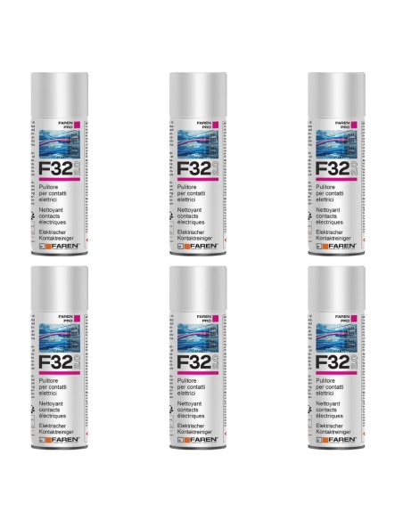 Faren F32 Pulitore Contatti Spray Sgrassante A Rapida Evaporazione 400ml 6 Pezzi