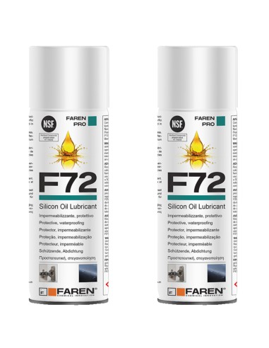 Faren F72 Olio Silicone Spray 400ml Lubrificante Idrorepellente Metalli 2 Pezzi