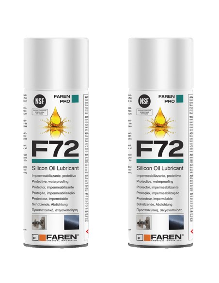 Faren F72 Olio Silicone Spray 400ml Lubrificante Idrorepellente Metalli 2 Pezzi