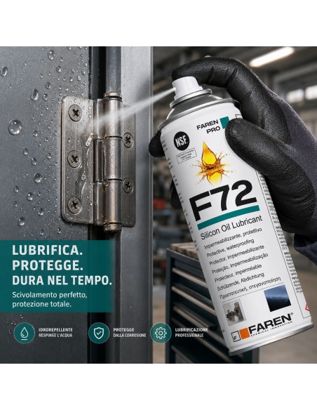 Faren F72 Olio Silicone Spray 400ml Lubrificante Idrorepellente Metalli 2 Pezzi