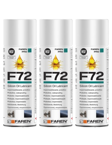 Faren F72 Olio Silicone Spray 400ml Lubrificante Idrorepellente Metalli 3 Pezzi