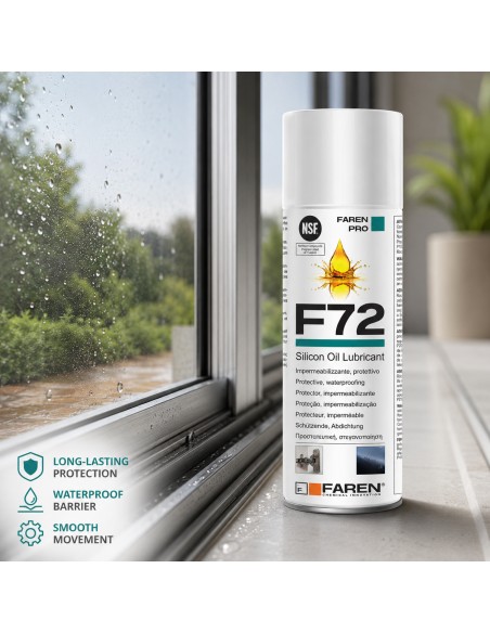 Faren F72 Olio Silicone Spray 400ml Lubrificante Idrorepellente Metalli 3 Pezzi