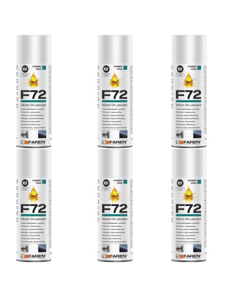 Faren F72 Olio Silicone Spray 400ml Lubrificante Idrorepellente Metalli 6 Pezzi