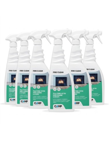 KIT 6 Fire Clean Da 750 ml Pulitore Decarbonizzante Vetri E Superfici Di Camini 