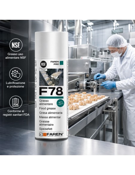 Faren F78 Grasso Spray Alimentare FDA Atossico Antiossidante 400 ml 2 Pezzi