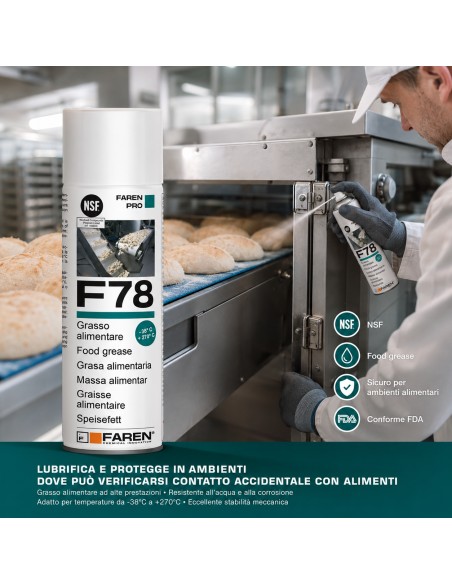 Faren F78 Grasso Spray Alimentare FDA Atossico Antiossidante 400 ml 2 Pezzi